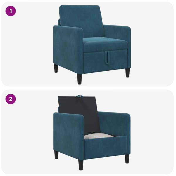 Soffa med förvaring Blå 72 x 78 x 87 cm Polyester