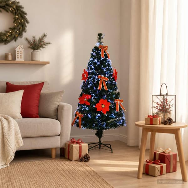 Fiberoptisk julgran 120 cm 12 LED-lampor Mångfärgad PVC