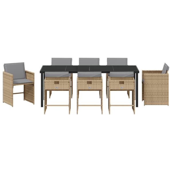 Trädgårdsmöbelset 9 pcs Beige konstrotting