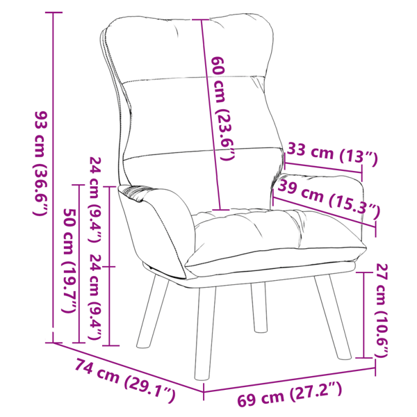fåtölj Rosa 69 x 74 x 93 cm Sammet