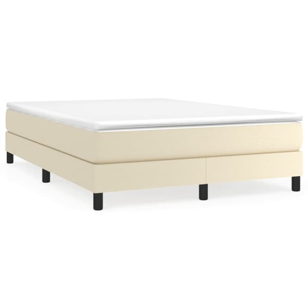 Boxspring-sängram gräddvit 140x190 cm konstläder