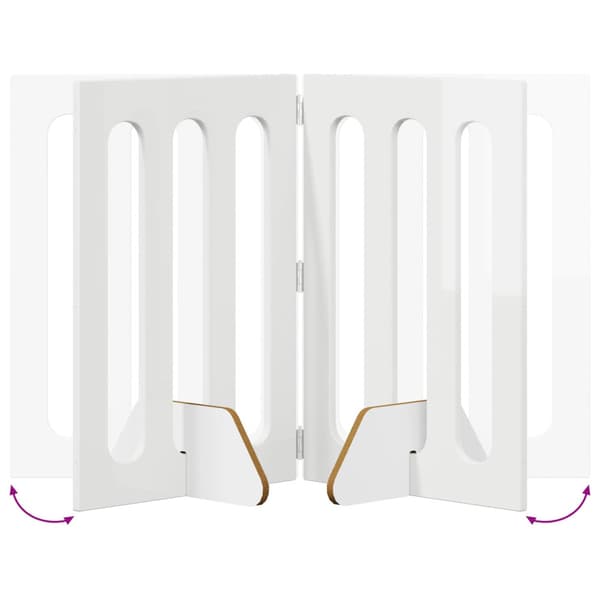 Fällbar husdjursgrind 4 pcs Högblank Vit 201 x 38 x 70 cm