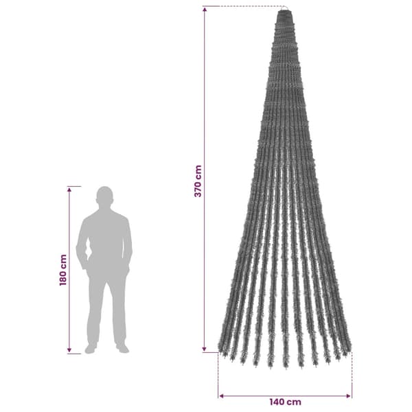 LED Julgran 370 cm 1008 LED-lampor Blå Stål Grön