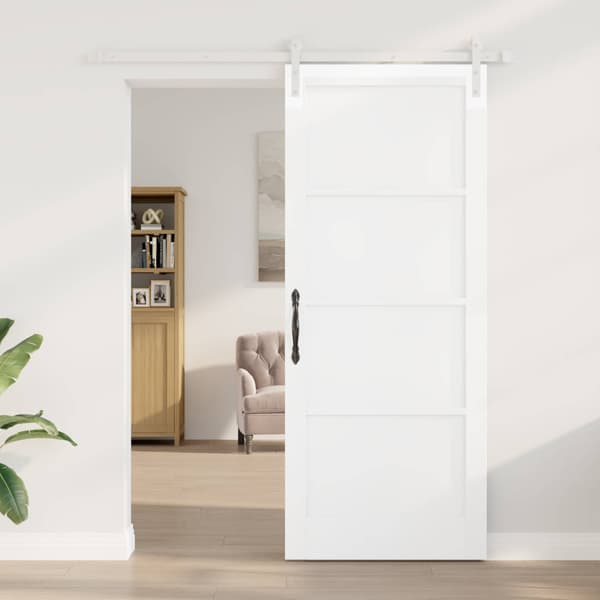 Skjutdörr 86 x 211 cm Konstruerat trä Vit
