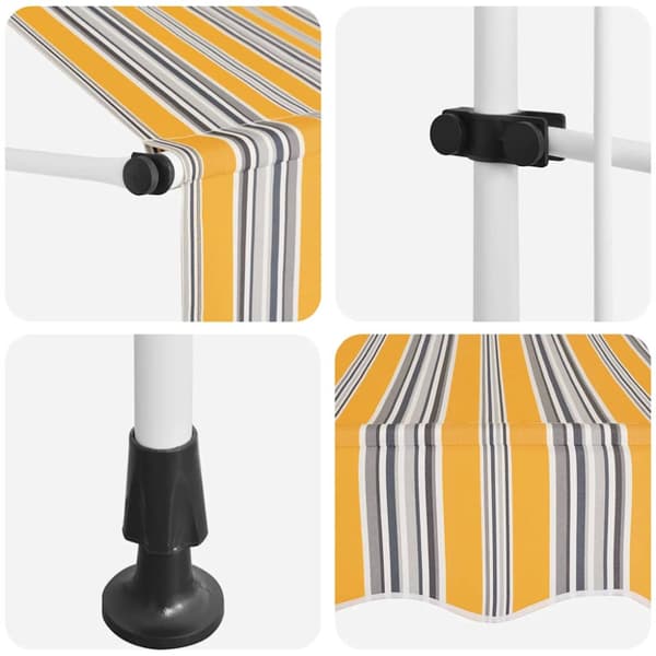 Markis manuellt infällbar 100 cm gula och blå ränder