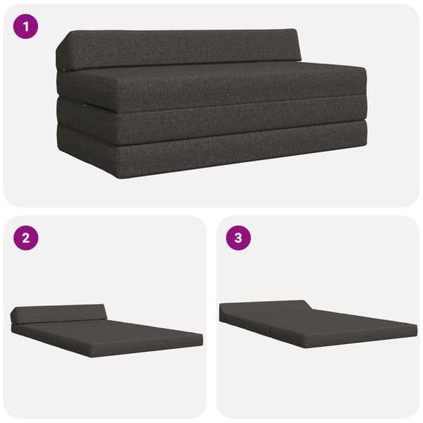 Fällbar Soffbed Mörkgrå 120 x 60 x 49 cm Tyg