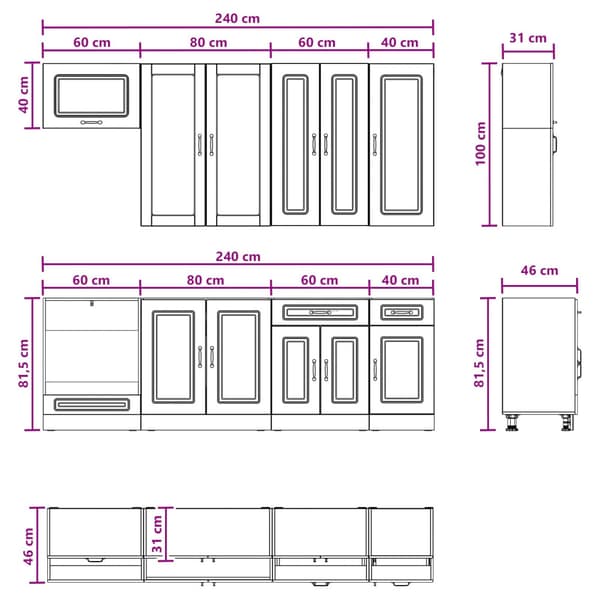 Köksenhet KALMAR 8 pcs Grå Sonoma Konstruerat trä