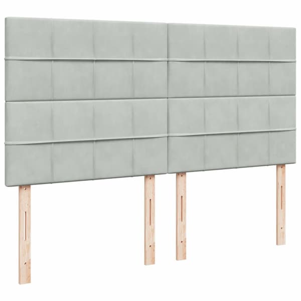Ramsäng med madrass ljusgrå 200x200 cm sammet