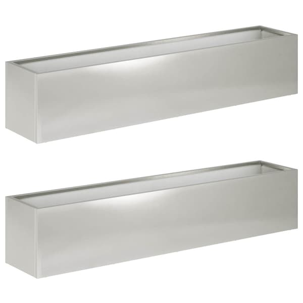 Trädgårdsplanterare 2 st Silver 100 x 20 x 20 cm Rostfritt stål