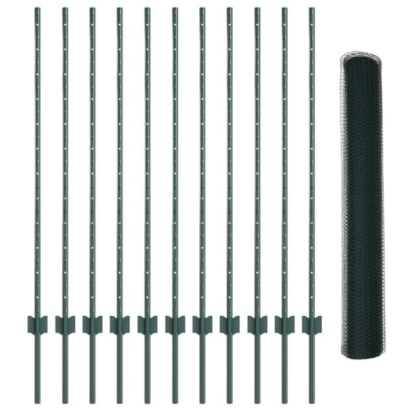 Stängsel med stolpe Grön 1,2 x 25 m Stål