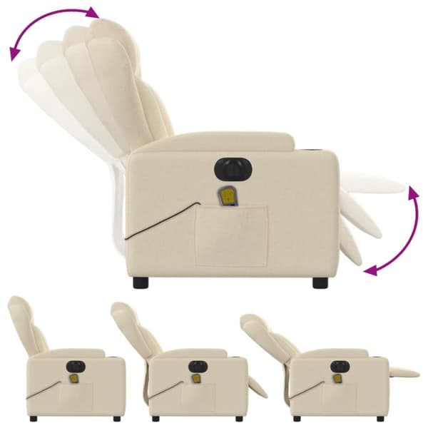 Elektrisk massagefåtölj gräddvit tyg