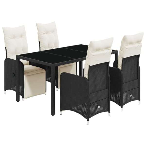 Caféset med dynor 5 delar konstrotting svart