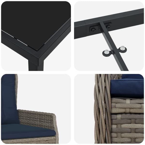 Trädgårdsmöbelset med kudde 5 pcs Grå Poly rattan