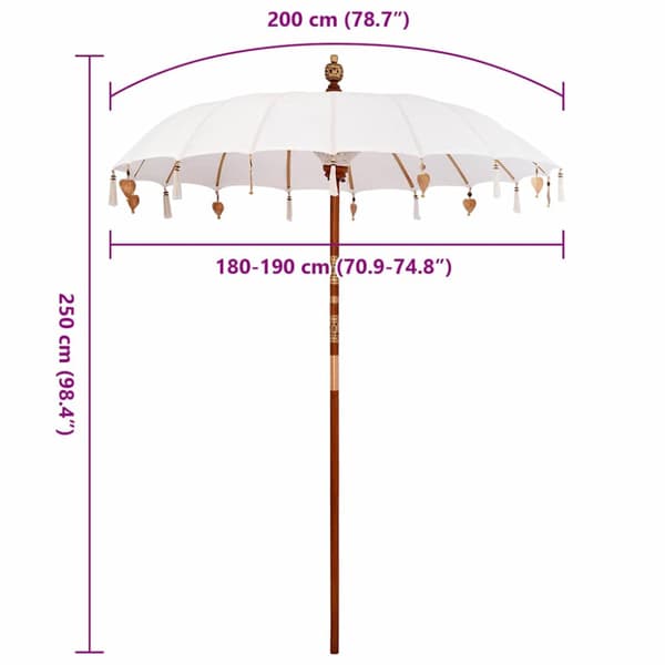 Balinesisk Parasol Kräm 190 x 190 x 260 cm Bomull