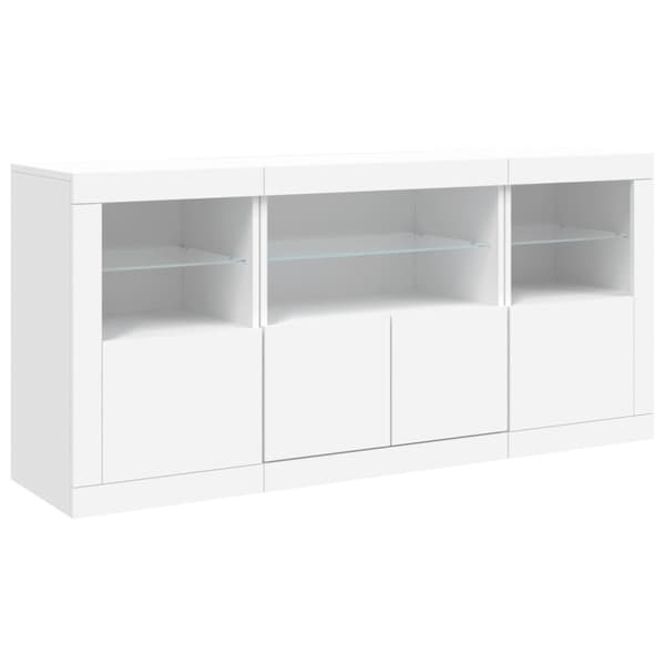 Skänk med LED-belysning vit 142,5x37x67 cm