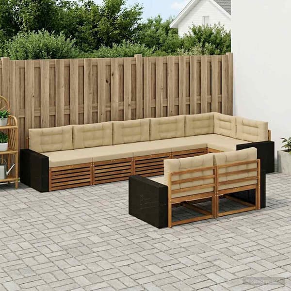 Utomhussoffset med kudde 8 pcs Naturlig och Beige