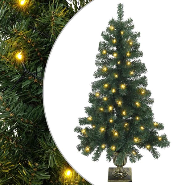 Mini julgran 120 cm 100 LED-lampor Varmvit PVC Grön