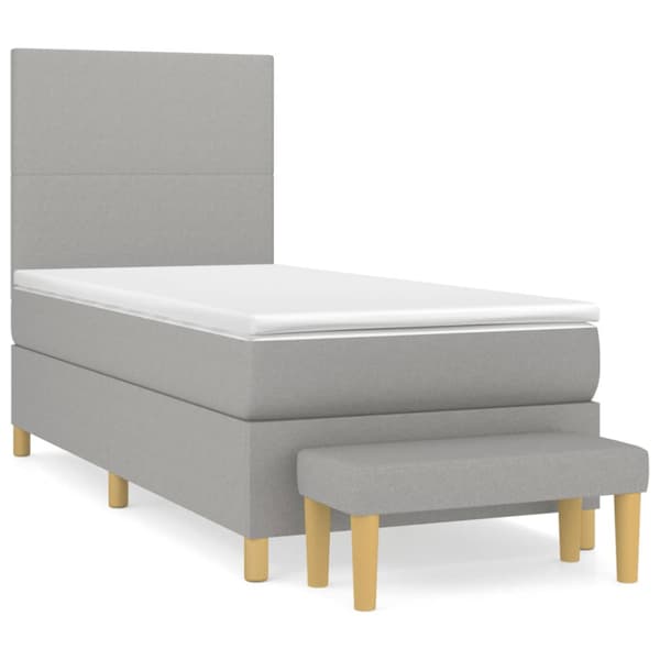 Ramsäng med madrass ljusgrå 100x200 cm tyg