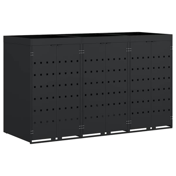 Förvaring för 3 soptunnor Svart 204 x 77,5 x 121,5 cm