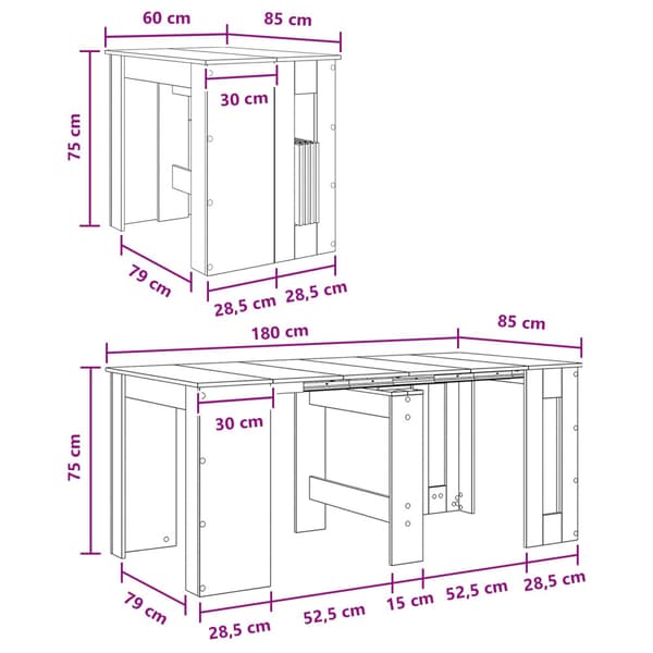 Matbord 180 x 85 x 75 cm Konstruerat trä Sonoma-ek Rektangulär