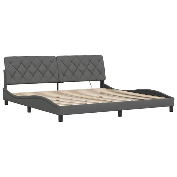 Bed Frame with LED without Mattress Dark Grey 200x200 cm Fabric