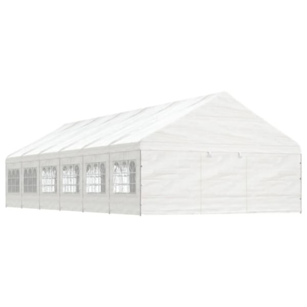 Paviljong med tak vit 13,38x5,88x3,75 m polyeten