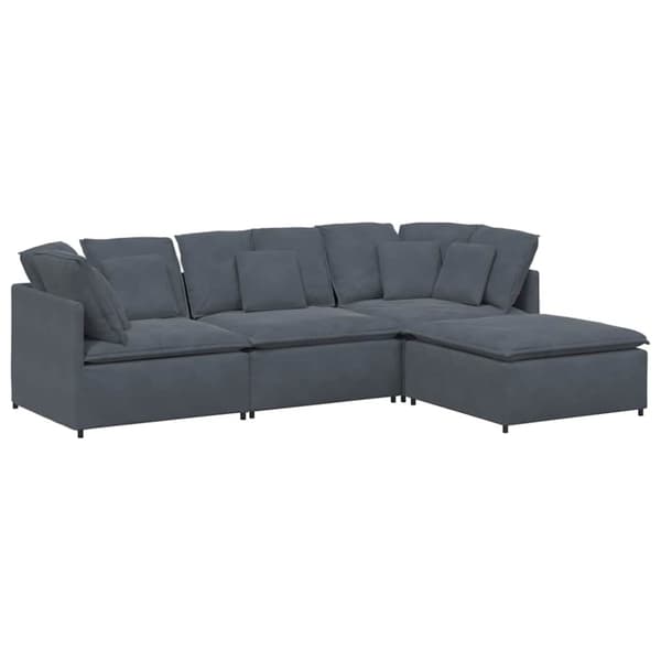 Modulsoffa med fotpall och dynor sammet mörkgrå