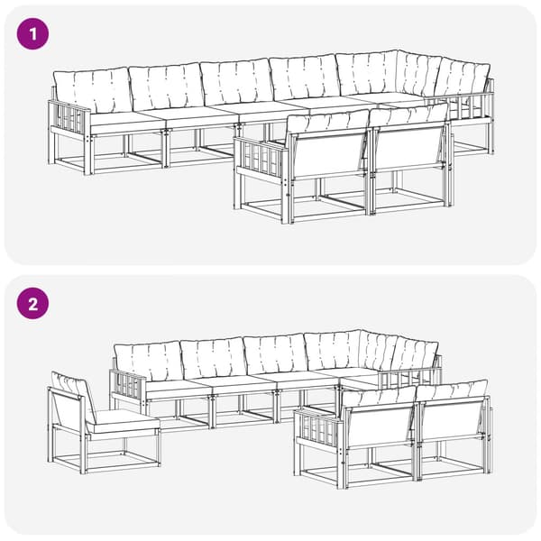 Utomhussoffset med kudde 8 pcs Vit och Beige