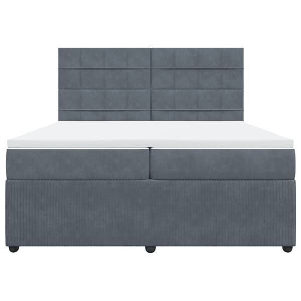 Ramsäng med madrass mörkgrå 200x200 cm sammet