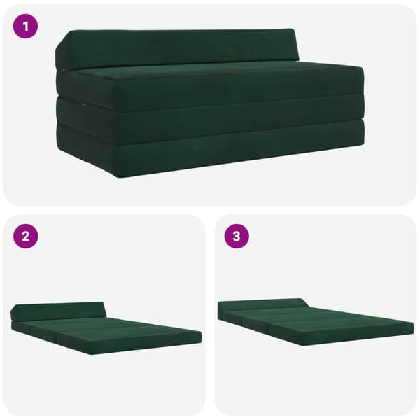 Fällbar Soffbed Mörkgrön 120 x 60 x 49 cm Tyg