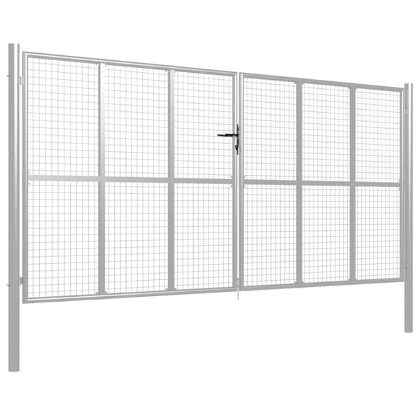 Trädgårdsgrind galvaniserat stål 400x200 cm silver