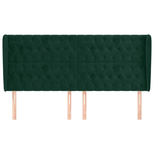 Sänggavel med kanter mörkgrön 203x23x118/128 cm sammet