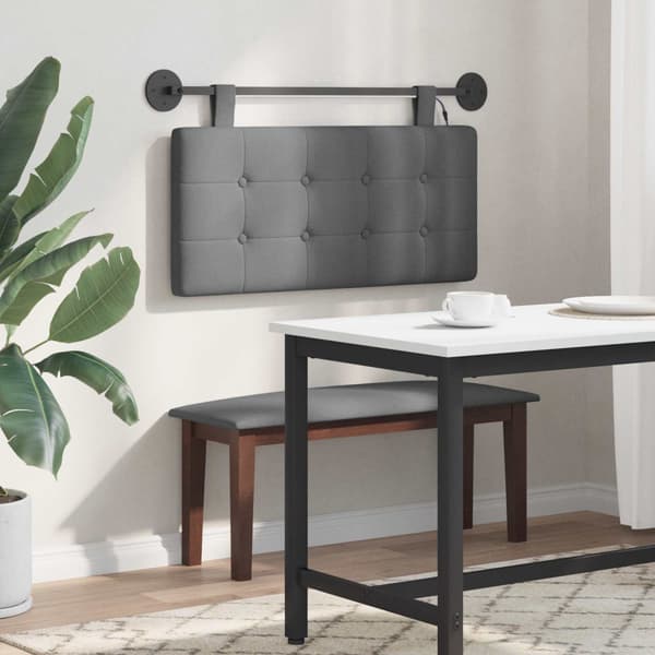 Hängande sänggavel Med LED-lampa Mörkgrå Tyg