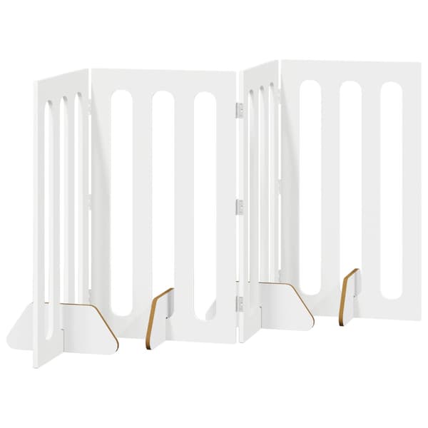 Fällbar husdjursgrind 4 pcs Högblank Vit 201 x 38 x 90 cm