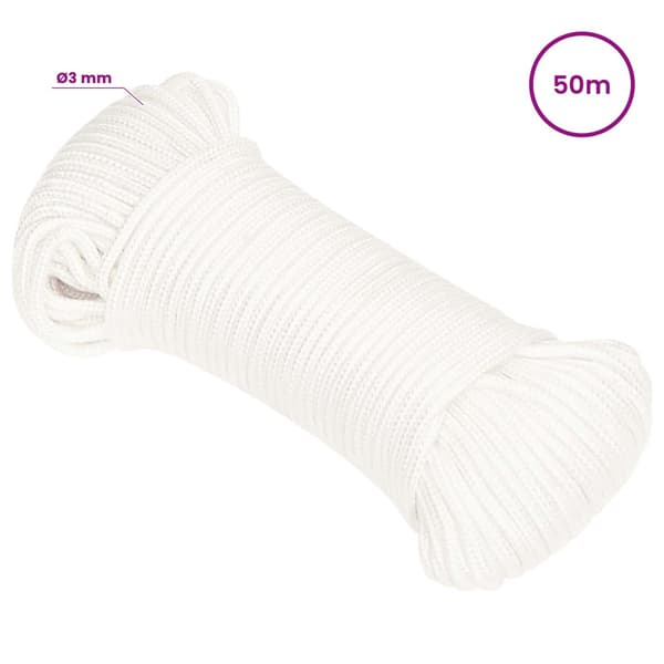 Mångsidigt bruksrep 3 mm 50 m Vit PP 67,5 kg Maxbelastning