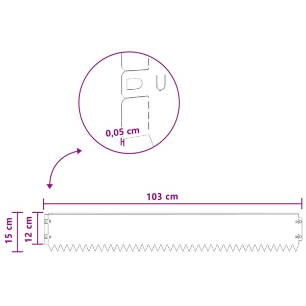 Kant för gräsmatta 30 pcs 103 x 15 cm Stål Vit