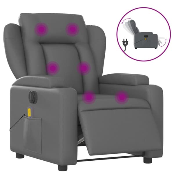 Elektrisk massagefåtölj grå konstläder