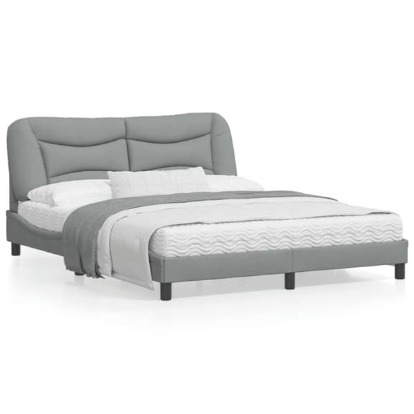 Bed Frame without Mattress "Hvar" Light Grey 160x200 cm Fabric