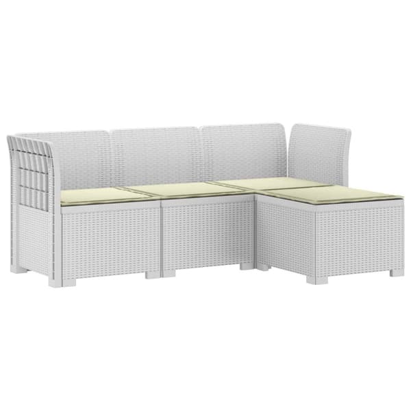 4-sits Trädgårdsoffa med Kuddar Rattan Look PP Vit