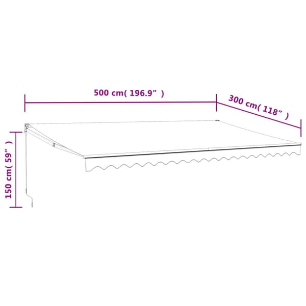 Markis infällbar gul och vit 5x3 m tyg&aluminium