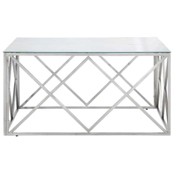 Soffbord silver rostfritt stål och härdat glas
