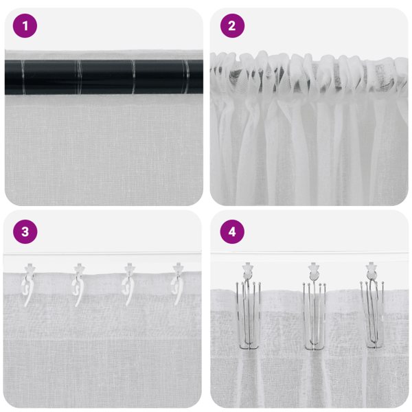 Voile Gardin med gardiner 2 pcs Ljusgrå 140 x 140 cm Polyester