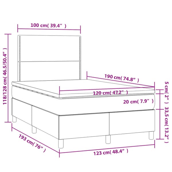 Ramsäng med madrass mörkgrå 120x190 cm sammet