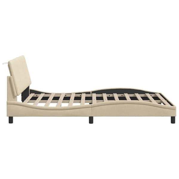 Bed Frame without Mattress "Hanko" Cream 140x200cm Fabric