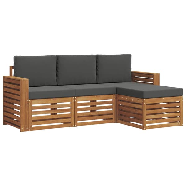 Utomhussoffset med kudde 4 pcs Naturlig och Antracit