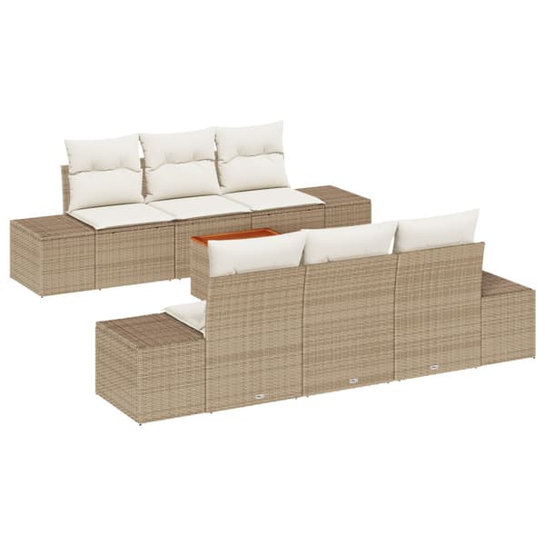 Trädgårdsoffset 7 pcs Beige och gräddfärgad konstrotting