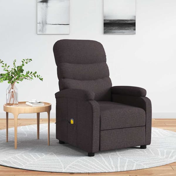 Massagefåtölj mörkbrun tyg