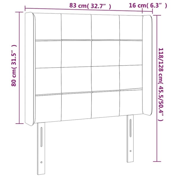 Sänggavel LED mörkblå 83x16x118/128 cm sammet