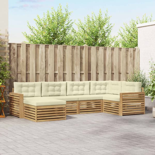 Utomhussoffset 6 pcs Vit och grädde 331 x 172,5 x 73 cm
