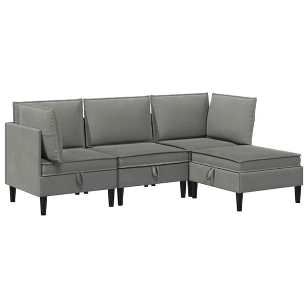 Möbelset för vardagsrummet 4 pcs Mörkgrå Tyg